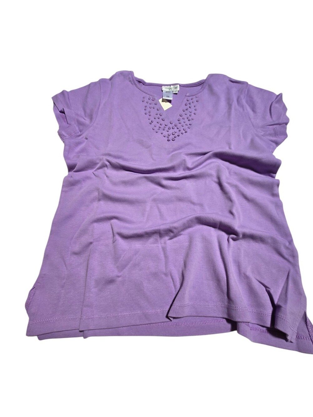 Coldwater Creek Women’s Lavendar Short Sleeve Embellished Tee Size M
